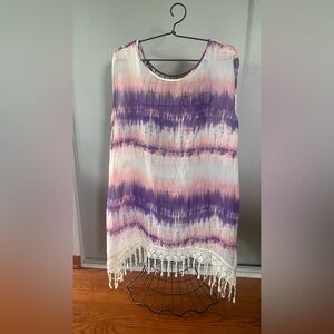 Purple and Pink Tie-Dye Sleeveless Dress